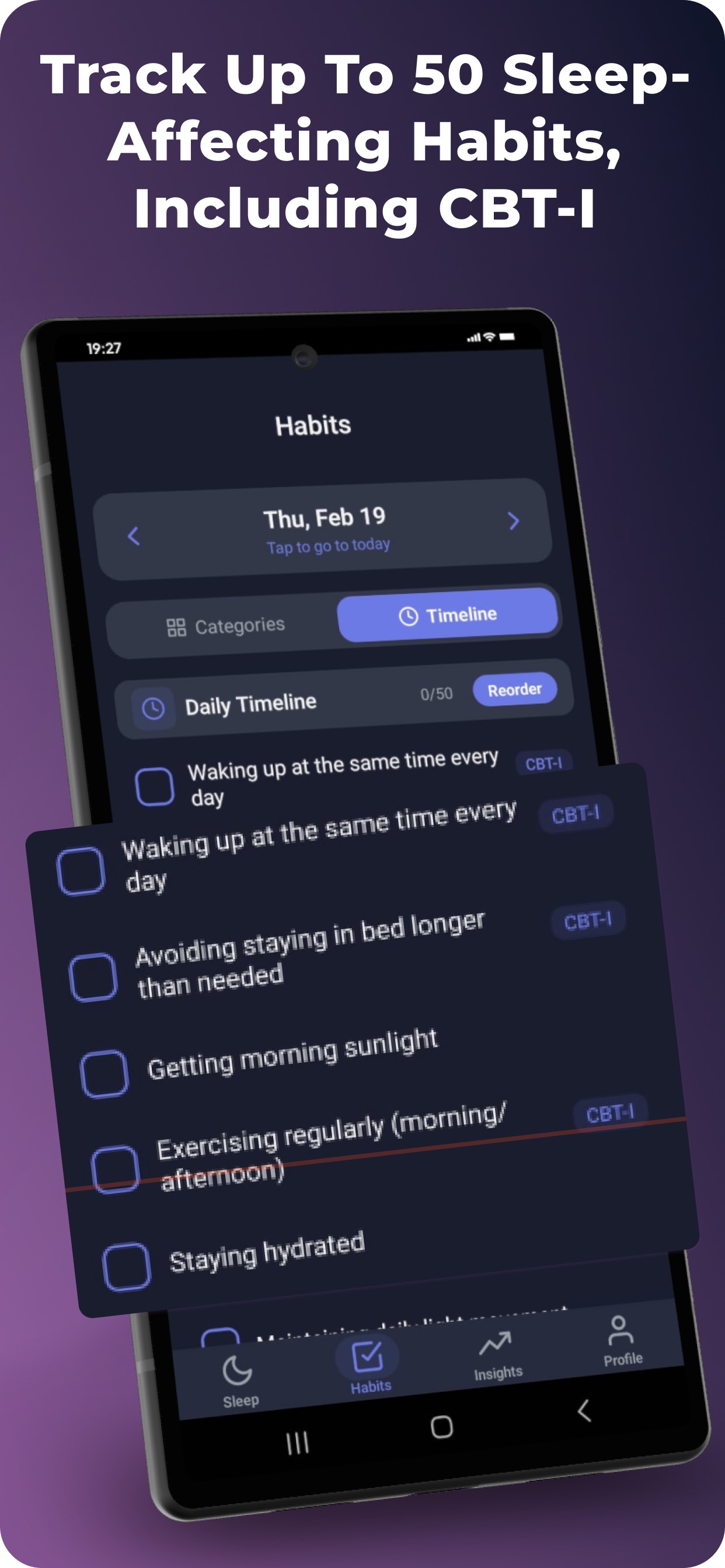 Track up to 50 sleep habits